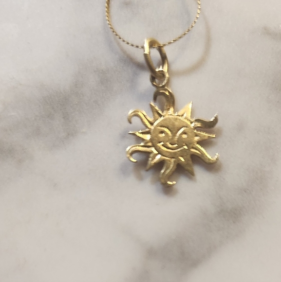Jewelry - Solid Yellow Gold Sun Charm & Bracelet